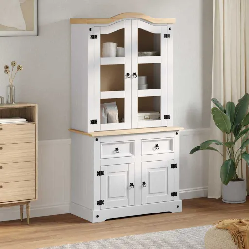 Aparador Con Cajón 100 x 48,5 x 179 cm Madera de Pino Macizo