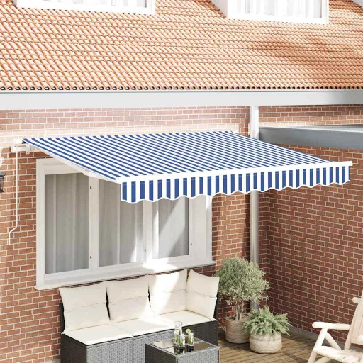 Toldo Retráctil Manual Azul 300 x 200 cm Tela