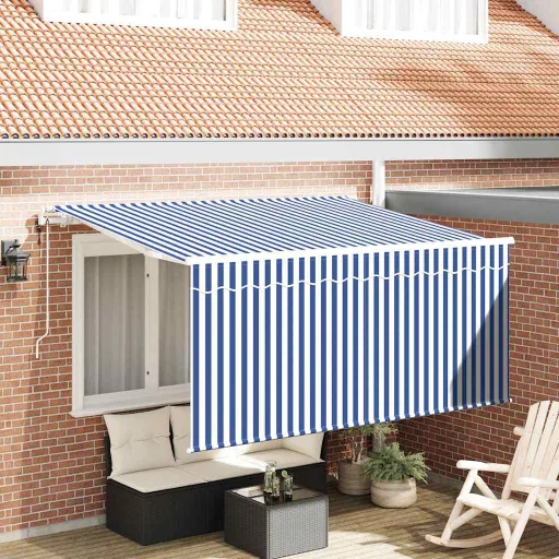 Toldo Retráctil Azul y 300 x 200 cm Poliéster y Aluminio