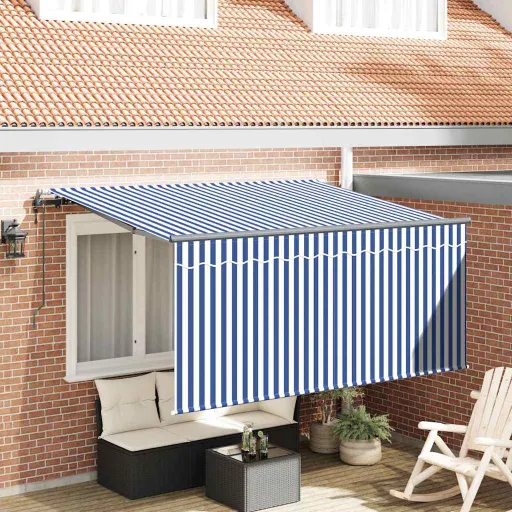 Toldo Retráctil Azul y 300 x 200 cm Poliéster y Aluminio