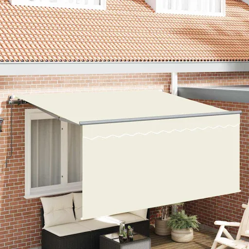 Toldo Retráctil Manual Crema 300 x 200 cm Poliéster y Aluminio