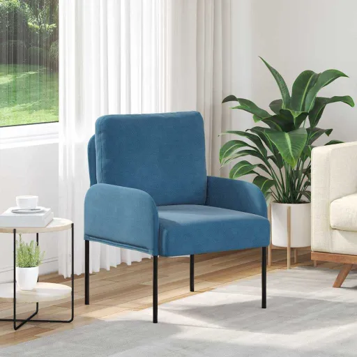 Sofás Con Cojín 55cm Azul Madera Contrachapada