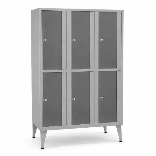 Taquillas Metálicas Con Puertas de Acrílico 1900x900x500 mm – Triple 6 Taquillas Gris