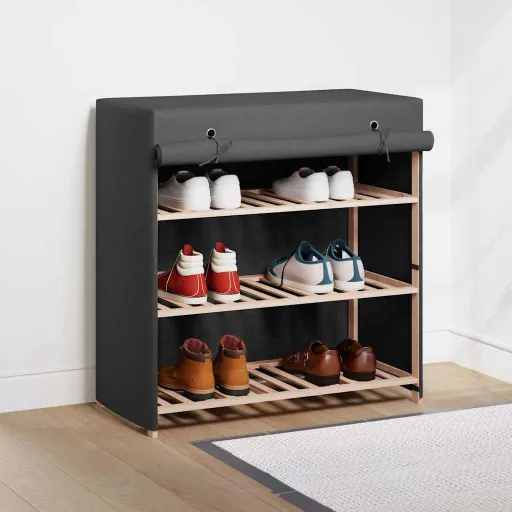Mueble Zapatero Con Funda de Tela Gris 79x40x80 cm
