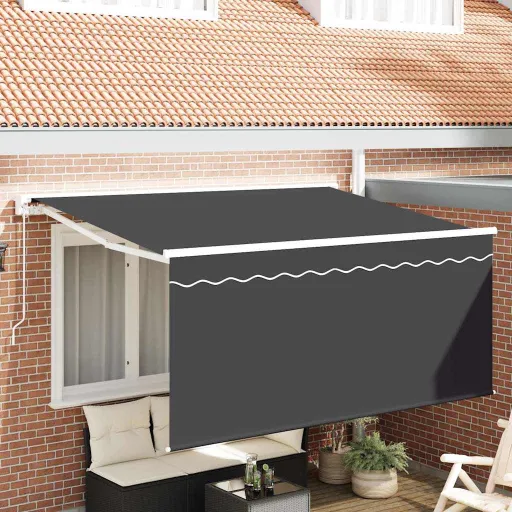 Toldo Retráctil Rayado Manual Antracita 300 x 200 cm Tela