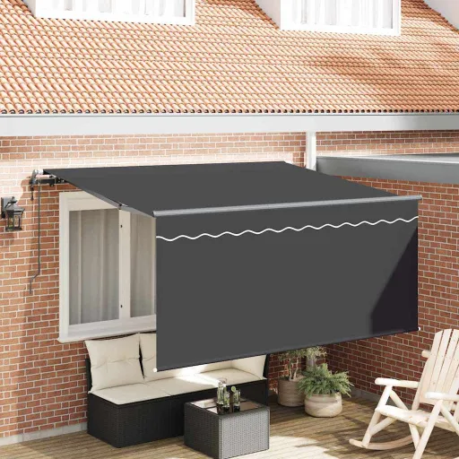 Toldo Retráctil Rayado Antracita 300 x 200 cm Tela