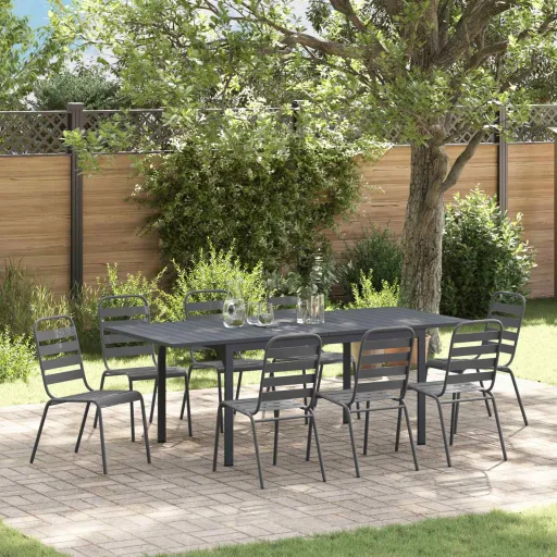 Conjunto de Comedor de Jardín   Antracita (9 pcs)