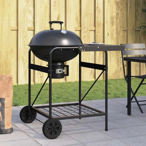 Parrilla al Aire Libre Con Rueda Negro 91 x 71 x 107 cm Metal