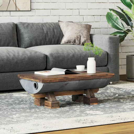 Mesa de Café Natural 90 x 50 x 35 cm Madera
