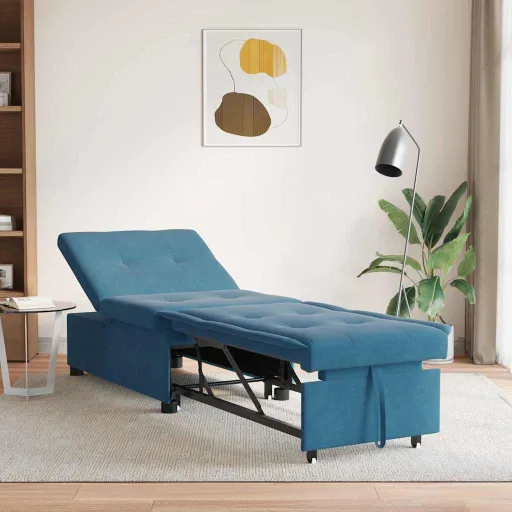 Sofá Cama Azul 194 x 67 x 82 cm Terciopelo