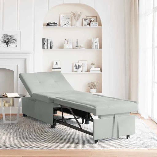 Sofá Cama Gris Claro 194 x 67 x 82 cm Terciopelo