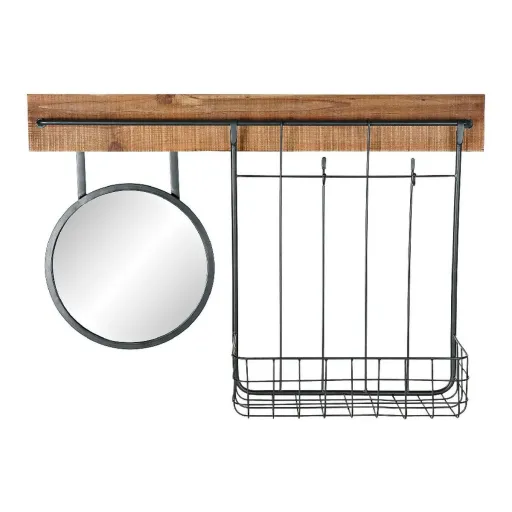 Espejo de Pared DKD Home Decor Negro Metal Abeto Espejo (80 x 15 x 20 cm)