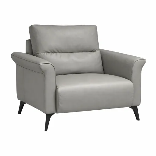Sofá 1 Plaza BusinessLine Gris en Semi-Piel Con Patas de Hierro Premium
