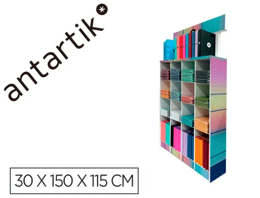 Expositor de Suelo Antartik Carton Cuadernos y Carpetas 169 Unidades Colores Surtidos 30x150x115 cm