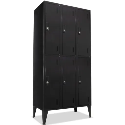 Taquillas Metálicas Triples Con 6 Puertas – 1900x900x500 mm en Color Negro Standard