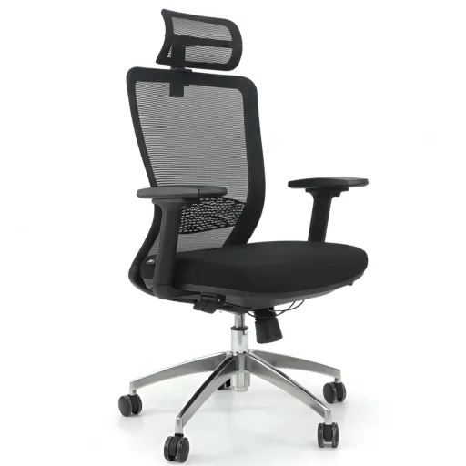 Silla Ejecutiva Atlanta Negra Ergonómica Con Soporte Lumbar y Cabezal