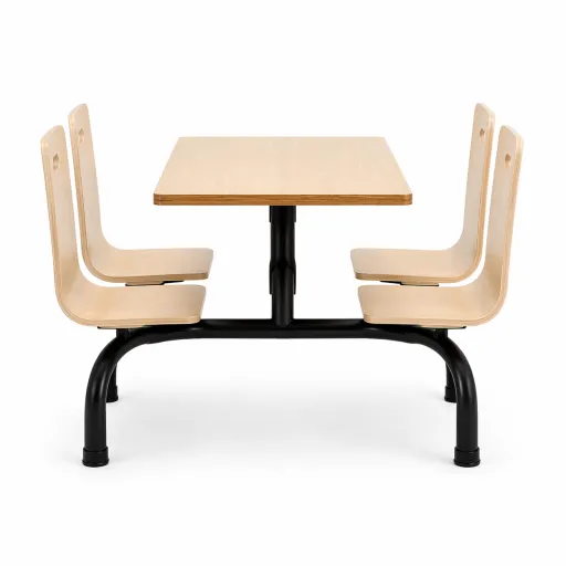 Mesa Cantina 4 Plazas Con Bancos Integrados Madera y Metal Resistente