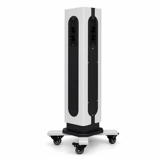 Columna de Carga Plugtower Móvil Con USB y Wireless Blanco y Negro