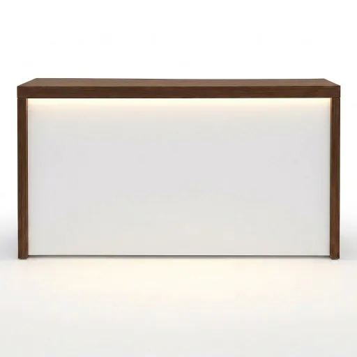 Mostrador de Recepción Fercia 4 Blanco y Nogal Con LED: Diseño 1400