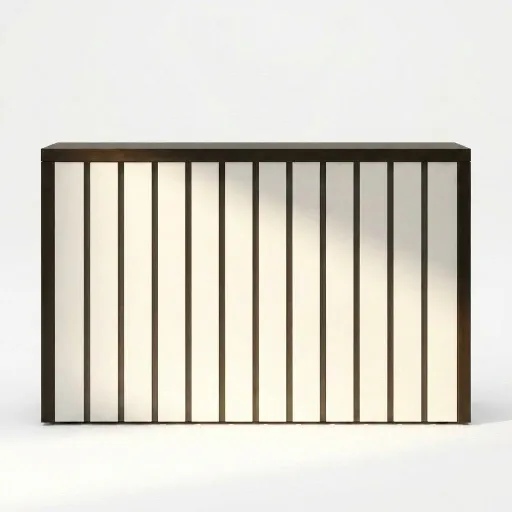 Mostrador de Recepción Fercia 4 Listonado Blanco y Nogal: Diseño 1800
