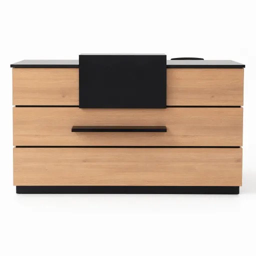 Mostrador de Recepción Fercia 3 Roble y Negro: Diseño Imponente 2000