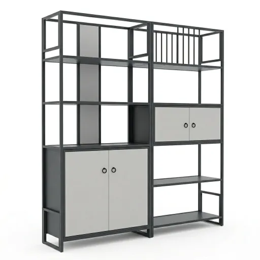 Estantería de Oficina Vereda Negra y Gris: Diseño Industrial y Orden