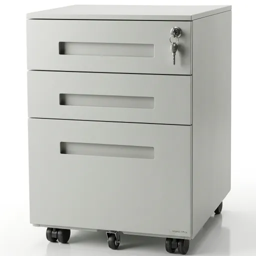 Cajonera Antalya Gris de 3 Cajones Con Llave y Ruedas – Riva