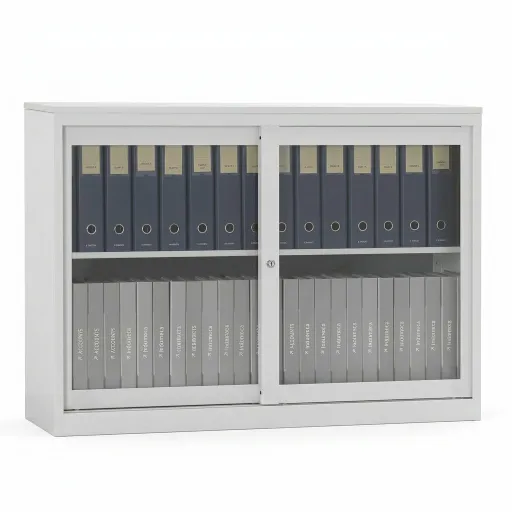 Armario de Oficina Con Puertas de Vidrio Transparente 800x800x420mm Sin Tapa Superior - Ind