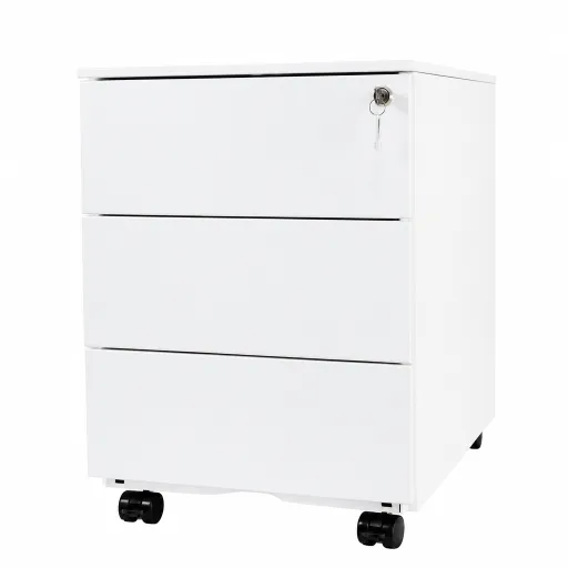 Cajonera Metálica Blanca Con Ruedas Riva 3 Cajones
