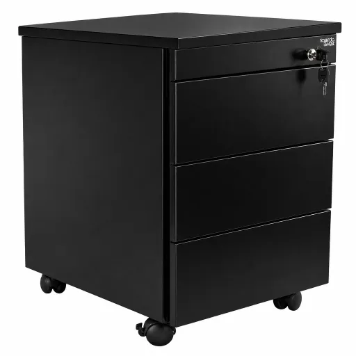 Cajonera Metálica Con Ruedas 400x540x520 mm Negra - Riva