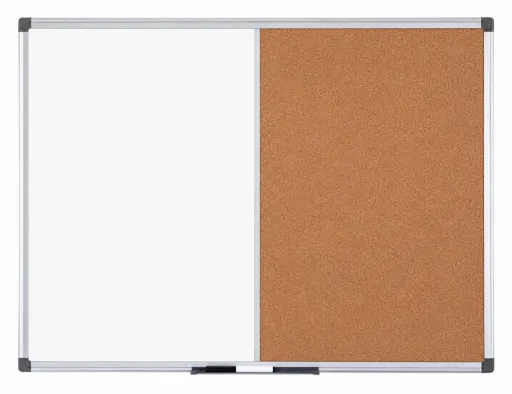 Bi-Office – Pizarra Combinada Maya 45x60 cm Corcho / Blanco Magnético Marco de Aluminio