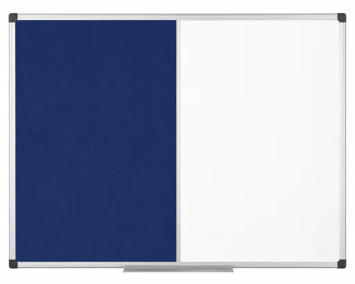 Bi Office - Panel Combinado 45x60cm Fieltro Azul / Blanco Magnético Marco de Aluminio Maya