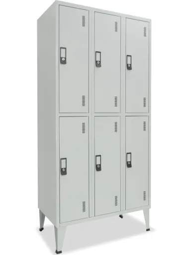 Taquillas Metálicas Triples Con 6 Puertas – 1900x900x500 mm en Color Gris Standard
