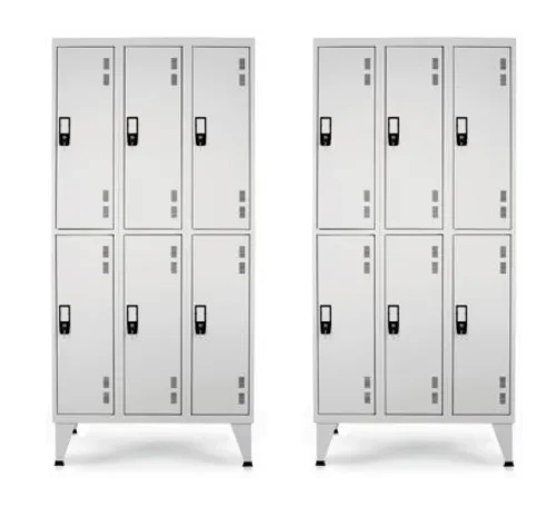 Pack 2 Taquillas Metálicas Triples - 6 Taquillas (1900x900x500mm) Gris Estándar