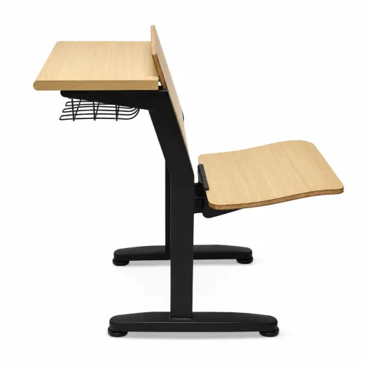 Silla de Formación Con Pala y Cesta Acabado Madera Riva Office 80,5x55x82cm