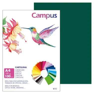 Cartulina Campus A4 180G Verde Selva 100 Ud. - Campus