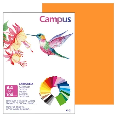 Cartulina Campus A4 180G Naranja - Campus