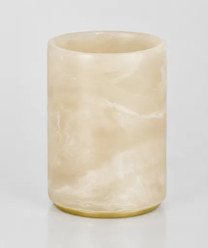 Vaso Portacepillos Andrea House Rosa Pálido y Dorado 7x10,5 cm