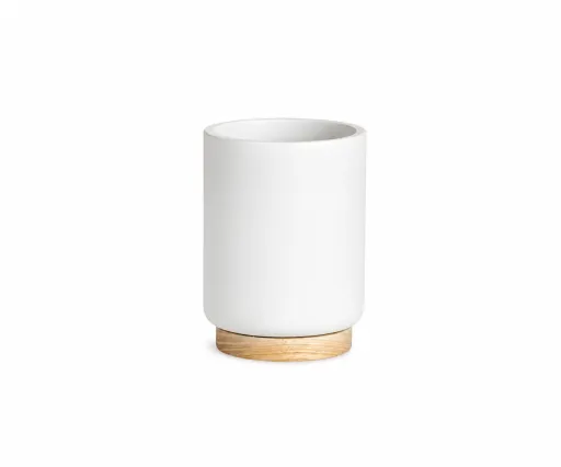 Porta-Cepillos Andrea House Blanco/Madera Ø7,5x9,5 cm