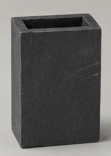 Portacepillos de Piedra Negro Ø7,5x5x11 cm