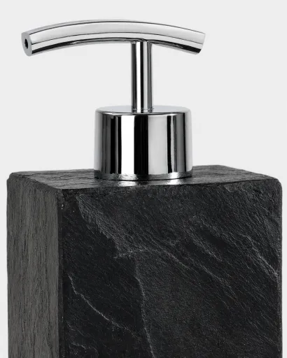 Dosificador Andrea House de Pizarra Negra 120 ml Con Bomba Cromada