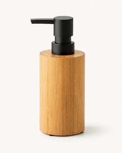Dosificador Andrea House de Bambú Natural y Negro 150 ml