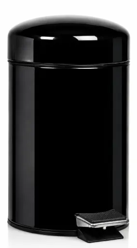 Papelera de Baño Con Pedal de Metal Negro – Andrea House