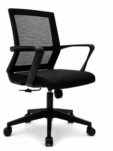 Silla Operativa Santiago Pecunia Negra – Ergonómica Con Respaldo en Malla Riva Office