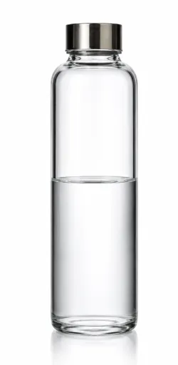 Botella de Vidrio Andrea House 500ml Con Tapa de Acero Inoxidable Hermética