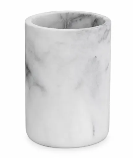 Portacepillos de Mármol Blanco Con Vetas Grises