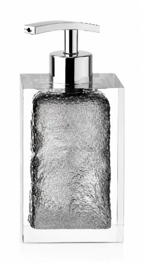 Dosificador de Jabón ICE Negro y Transparente 7,5×6×17 cm – Diseño Moderno en Acrílico Tipo Hielo