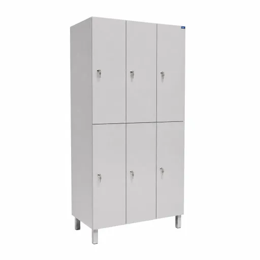 Taquilla Triple 6 Puertas Gris Con Cerradura de Llave Riva Office