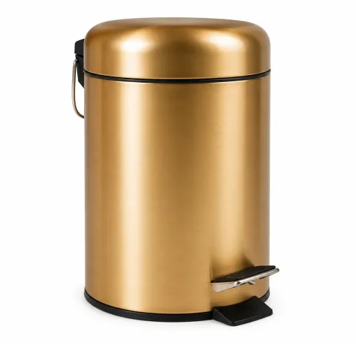 Cesto de Pedal Andrea House Dorado Mate Inox Ø17x28,5 cm – Elegancia y Funcionalidad