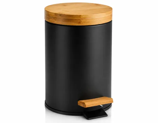 Cubo de Pedal Andrea House Bambú y Metal 3L Ø17x26 cm – Diseño Natural y Elegante